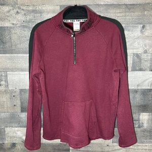 Maroon and Black Victoria’s Secret PINK Zip Neck Sweatshirt